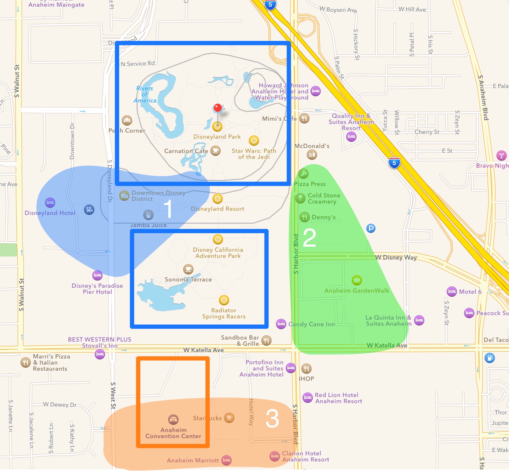 Anaheim Hotels Map; Anaheim Resort District Dining 2016 – Travelcraft Journal